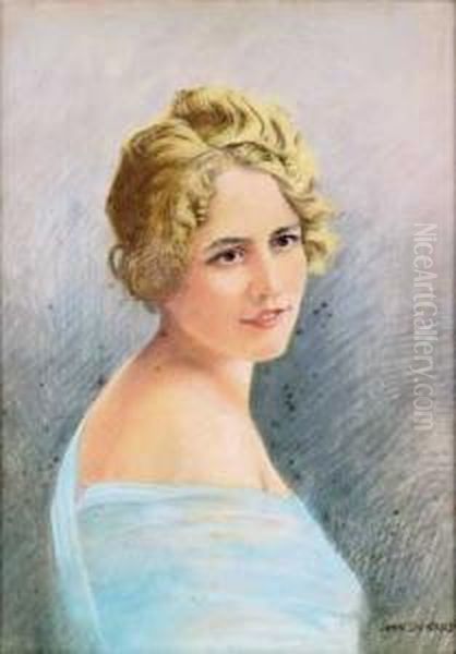 Jeune Femme Blonde Pastel. Signe
 En Bas A Droite 