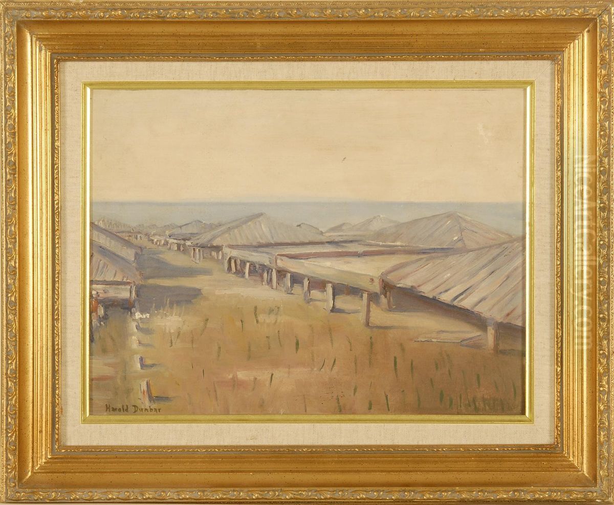 Landscape With Salt Works Oil Painting by Harold C. Dunbar