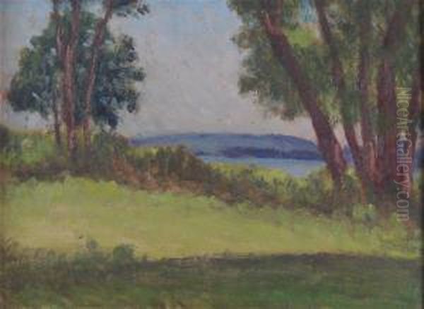 Cape Cod Landscape With Pond. Oil Painting by Harold C. Dunbar