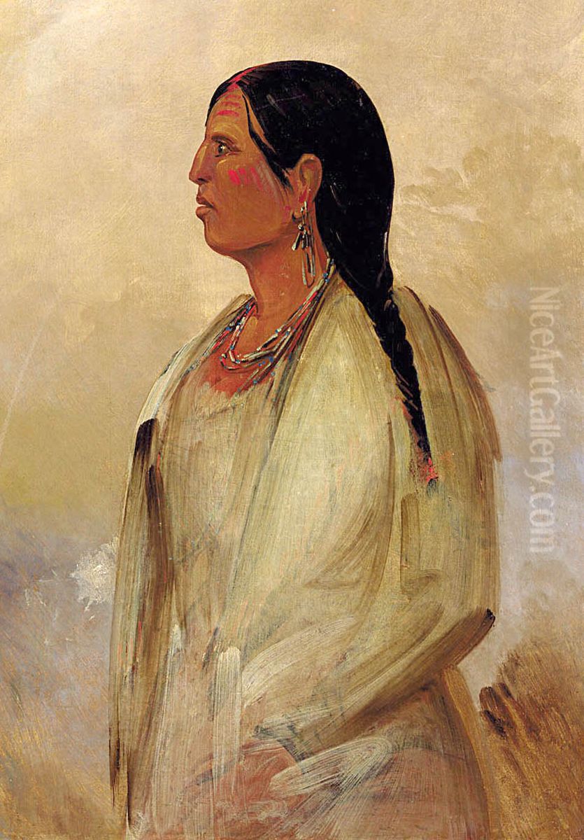 A Choctaw Woman Oil Painting by George Catlin