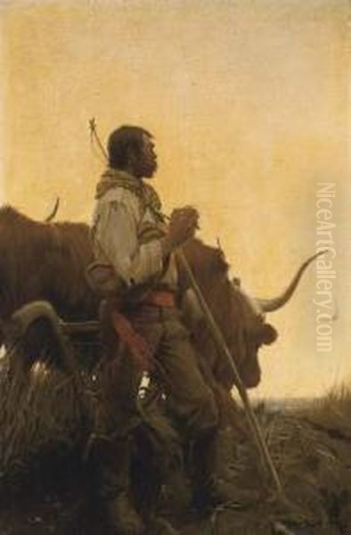 Plowman Oil Painting by Harvey T. Dunn