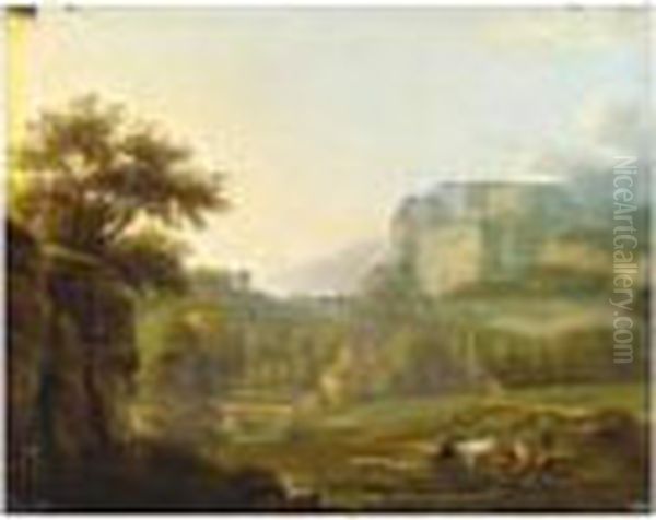 Paysage Montagneux Oil Painting by Alexandre-Hyacinthe Dunouy