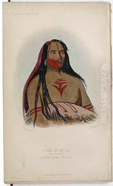 Mah-to--toh-pa, 2nd Chief of the Mandans Oil Painting by George Catlin