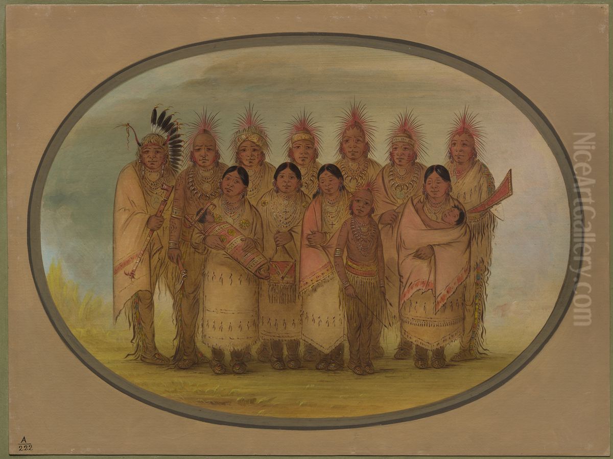 Iowa Indians Who Visited London and Paris Oil Painting by George Catlin