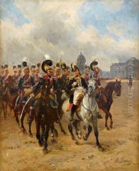 A Cavalry Regiment Oil Painting by Henri-Louis Dupray
