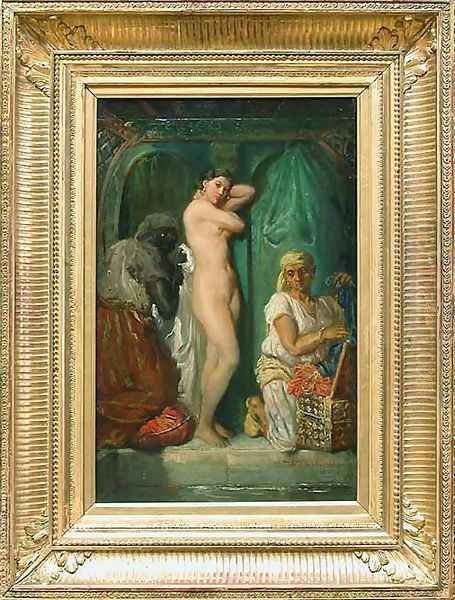 Un bain au sérail (A Bath in the Harem) Oil Painting by Theodore Chasseriau