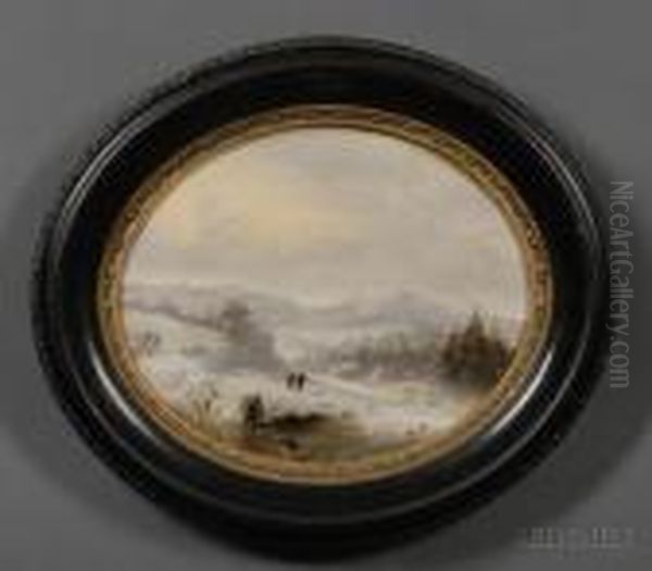 Winter Scene At Franconia Notch, New Hampshire. Oil Painting by George Henry Durrie