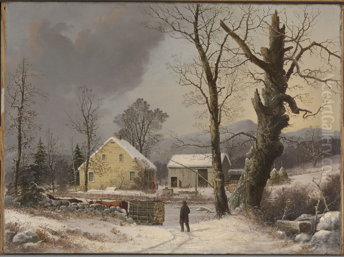 Winter Landscape Oil Painting by George Henry Durrie