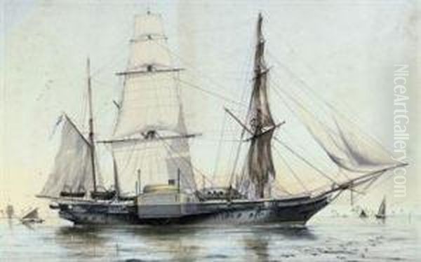 The Paddle-sloop H.m.s. Oil Painting by Thomas Goldsworth Dutton