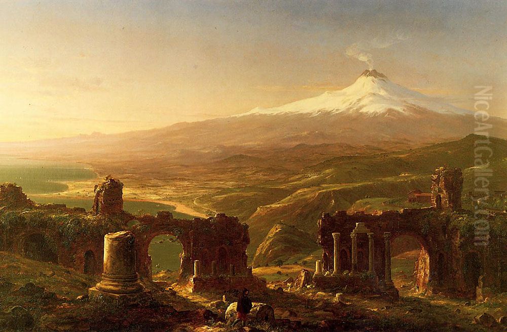 Mount Etna from Taormina Oil Painting by Thomas Cole