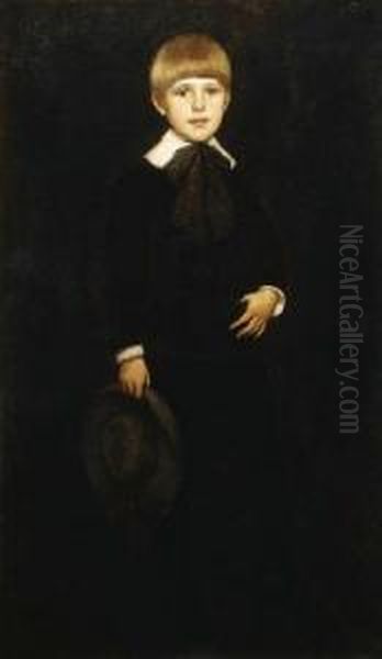 Portrait Of A Young Boy Oil Painting by Frank Duveneck