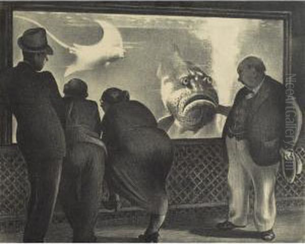 Queer Fish Oil Painting by Mabel Dwight