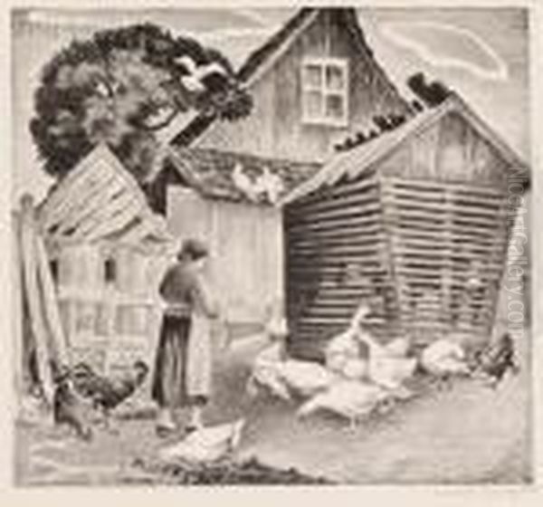 Tight Rope Walker Oil Painting by Mabel Dwight