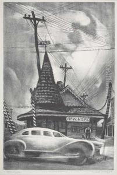 Railway Station Oil Painting by Mabel Dwight