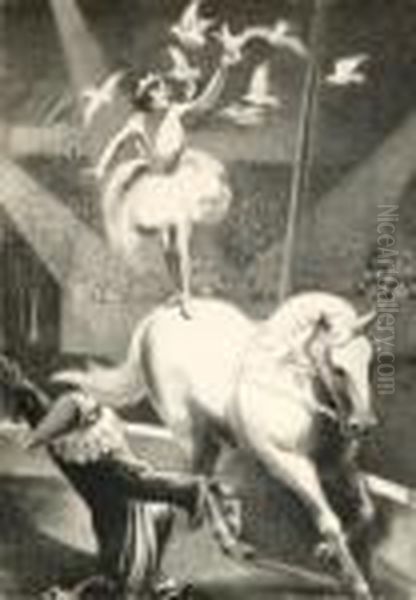 Circus (circus, White Horse) Oil Painting by Mabel Dwight