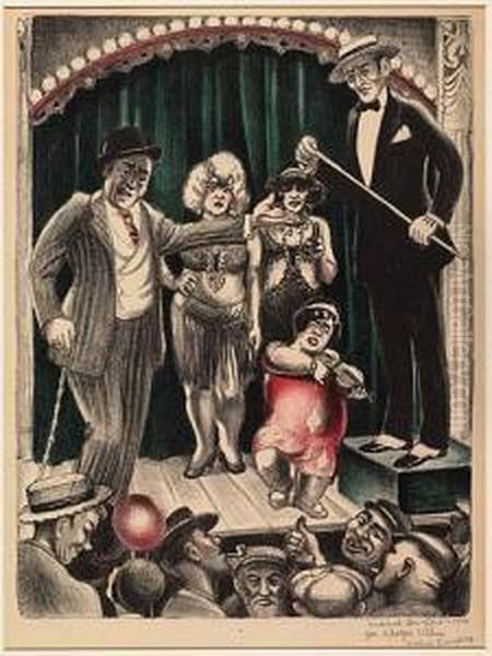 Mechano Marvel Of The Age (coney Island Side Show)<</b> Oil Painting by Mabel Dwight