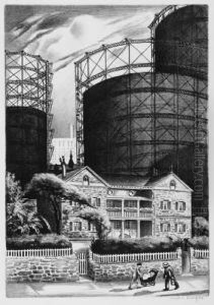 The Adams House Oil Painting by Mabel Dwight