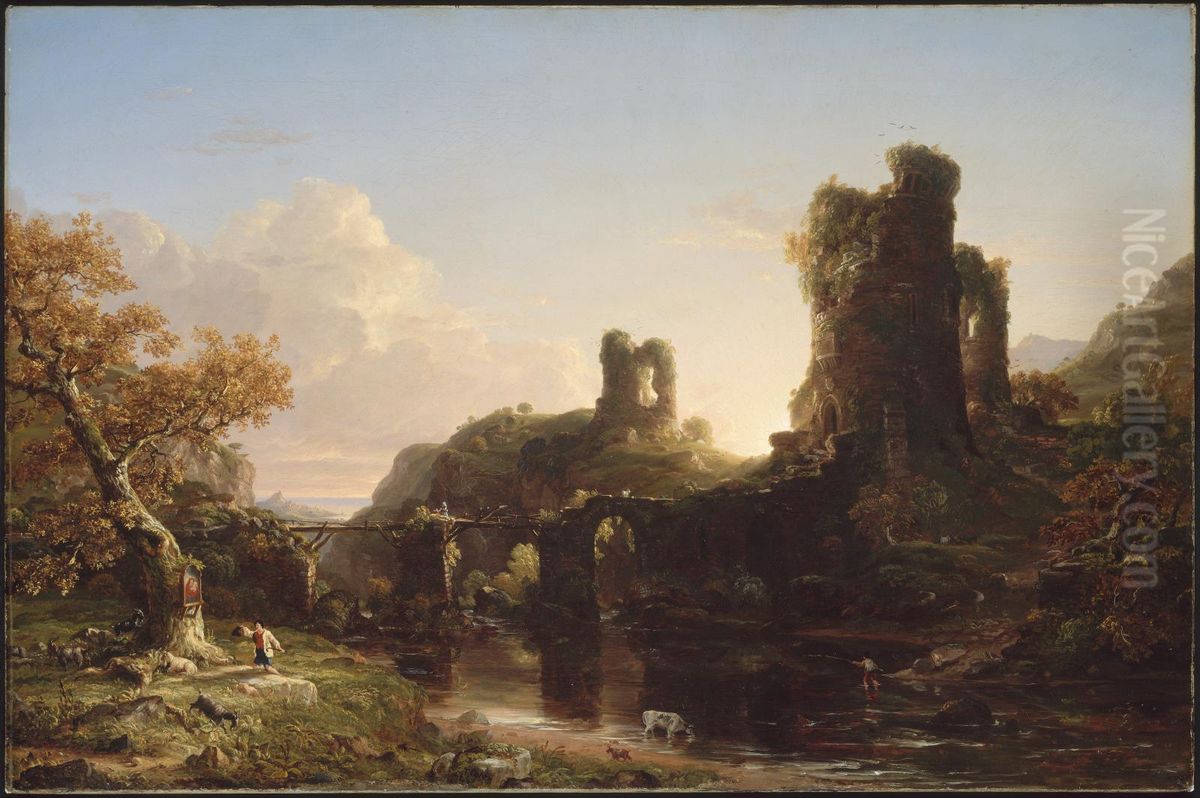 An Italian Autumn Oil Painting by Thomas Cole