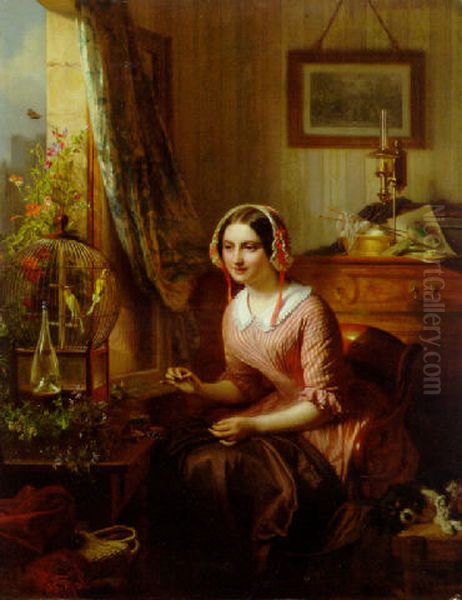 A Peaceful Interlude Oil Painting by Josephus Laurentius Dyckmans