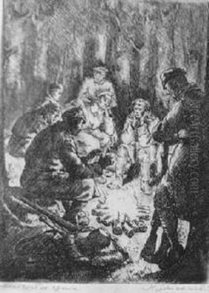 Braterstwo Ognia Oil Painting by Kazimierz Dzielinski