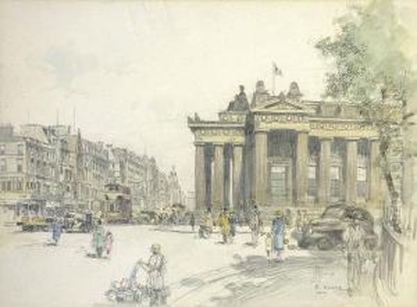 Princes St, Edinburgh, Looking East Oil Painting by Robert Eadie