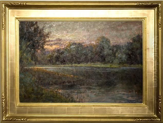 Evening At Burr Oak Bend Oil Painting by Robert Eberle