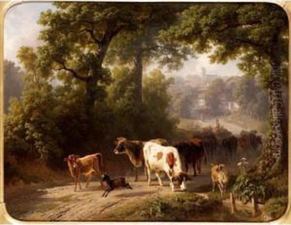 The Return Of The Herd Oil Painting by Robert Eberle