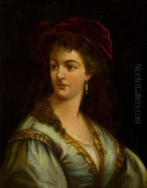 Portrait Of A Lady Oil Painting by Anton Ebert