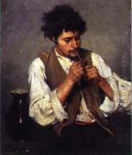 
 Le Fumeur De Pipe, 1882  Oil Painting by Lajos Deak Ebner