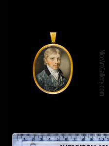 A Gentleman, Probably Of The 
Vansittart Family, Wearing Blue Coat With Black Collar, White Waistcoat 
And Cravat. Oil Painting by Henry Edridge