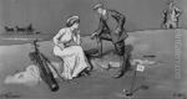 A Threesome Oil Painting by Lionel Louis Edwards