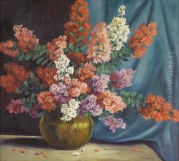 Still Life With Crepe Myrtle Oil Painting by Mary Edwards