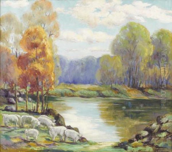 Untitled Pastoral Scene Oil Painting by Mary Edwards