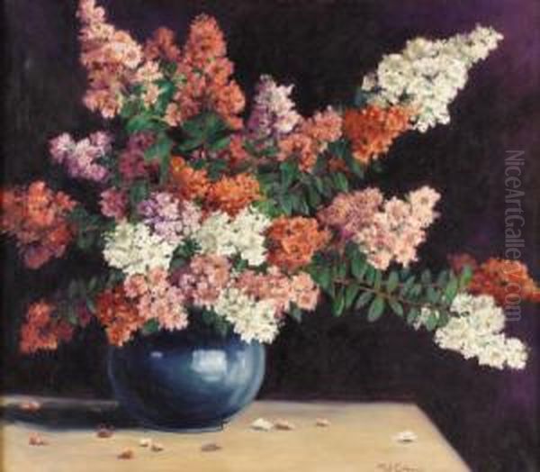 A Bowl Of Crepe Myrtle Oil Painting by Mary Edwards