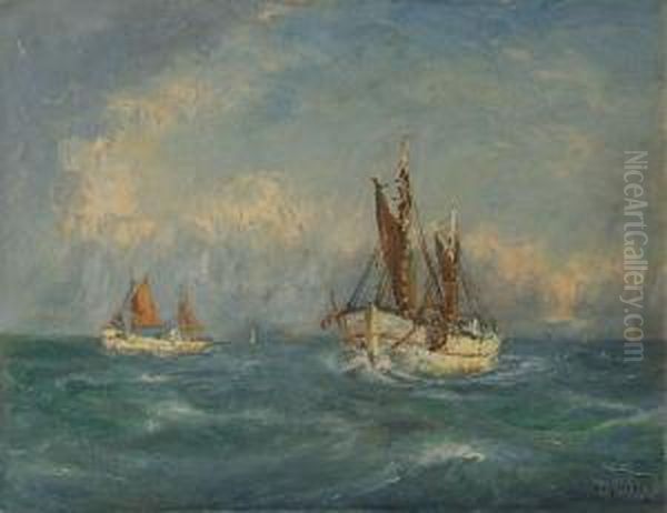 Trawlers - Oil Painting by Mogens Ege