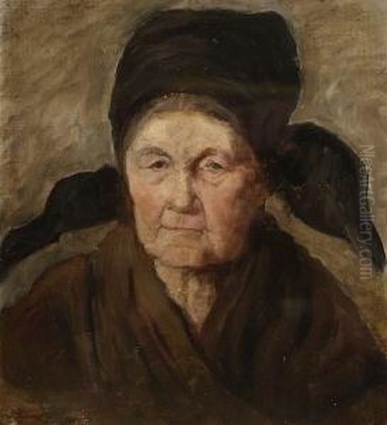Bildnis Einer Bauerin Mit
 Schwarzem Kopftuch. Oil Painting by Albin Egger-Lienz