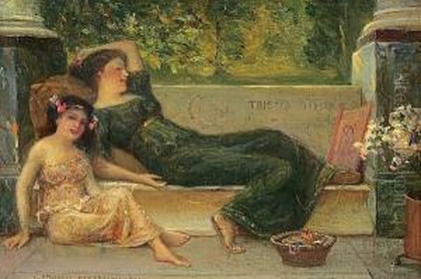 Portrait Of A Girl, Portait Of A
 Man With Glasses, Portrait Of A Man With A Pipe, Portait Of A Girl 
Reclining, And Portrait Of Two Maiden's On A Bench: Five Oil Painting by Benjamin Eggleston