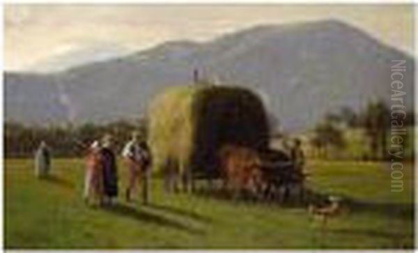 Signed J.w. Ehninger And Dated 1868, L.l. Oil Painting by John Whetten Ehninger