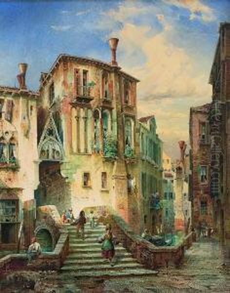 Partie In Venedig. Oil Painting by Friedrich Eibner