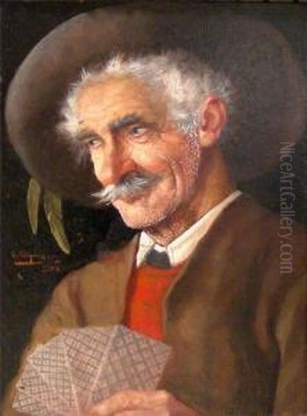 Kartenspieler Oil Painting by Erwin Eichinger