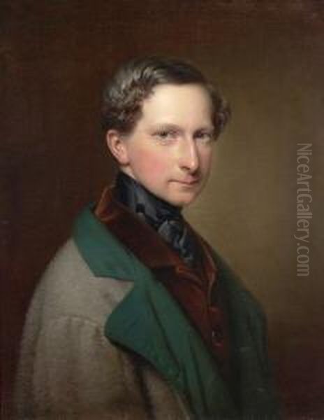 Herrenportrat (bildnis Eines
 Grafen Lodron). Oil Painting by Anton Einsle