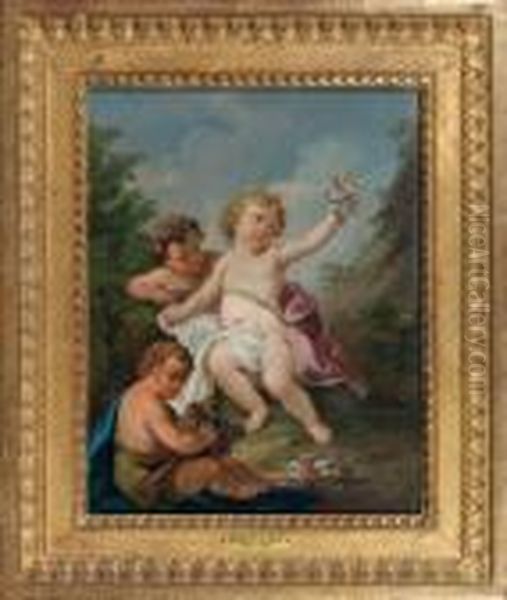 Trois Amours, 
Allegorie Du Printemps Oil Painting by Charles Dom. Joseph Eisen