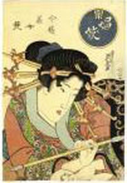 ````shogi' (courtesan) From The 
Series ````imayo Bijo Kurabe' (comparison Of Contemporary Beauties) Oil Painting by Keisai Eisen