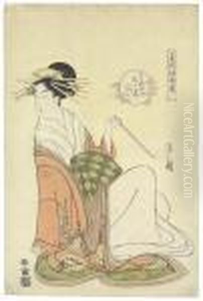 Shiratsuyu Of The Ogiya, From 
The Series Wakana No Hatsu Isho (new Dresses Like Fresh Young Plants) Oil Painting by Chobunsai Eishi