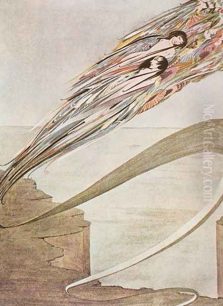 I am born of a thousand storms, and grey with rushing rains Oil Painting by Harry Clarke