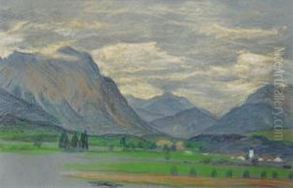 Allgau Oil Painting by Ernst Wilhelm H. Eitner