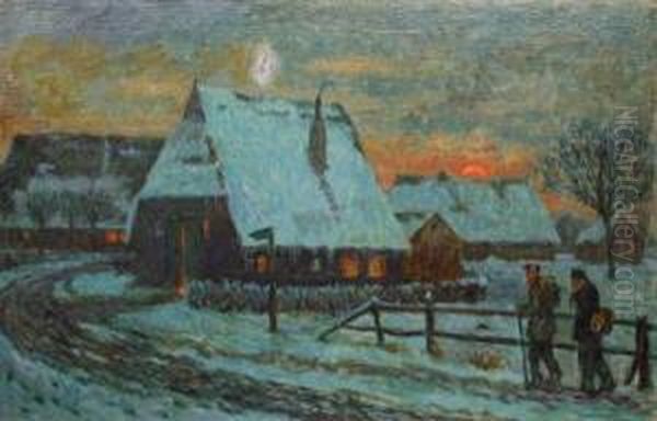 Haus In Hummelsbuttel Oil Painting by Ernst Wilhelm H. Eitner