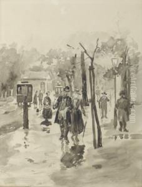 Karlsruhe Oil Painting by Ernst Wilhelm H. Eitner