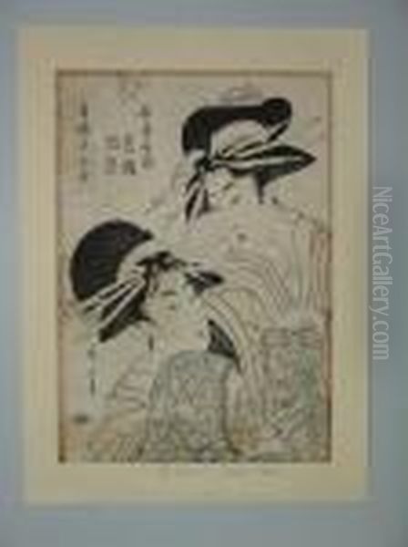 Deux Jeunes Femmes En Buste Oil Painting by Kikukawa Eizan