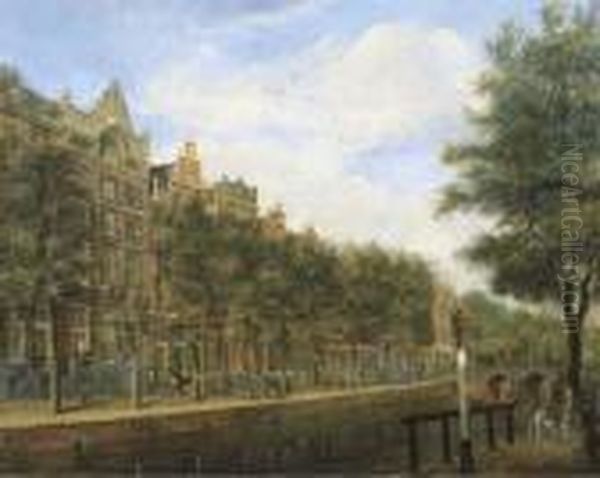 The Herengracht, Amsterdam, Looking Towards The Hartenstraat Oil Painting by Jan ten Compe